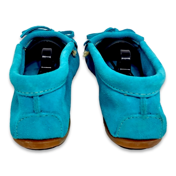 *SOLD* Minnetonka Women's Kilty Hardsole Moccasins Turquoise Size 8 - Picture 4 of 10